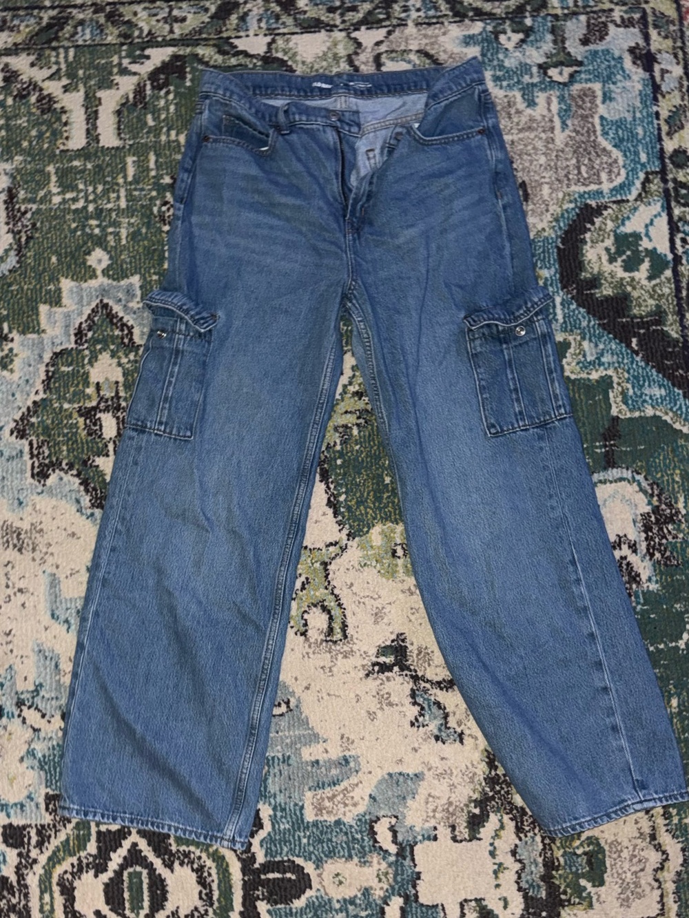 Old Navy Blue Wide-Leg Cargo Jeans